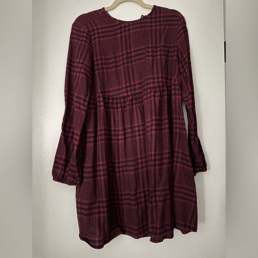 wild fable Red and Black Plaid Shirt Dress